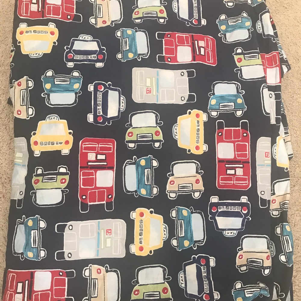 Queen duvet transportation theme from pottery barn